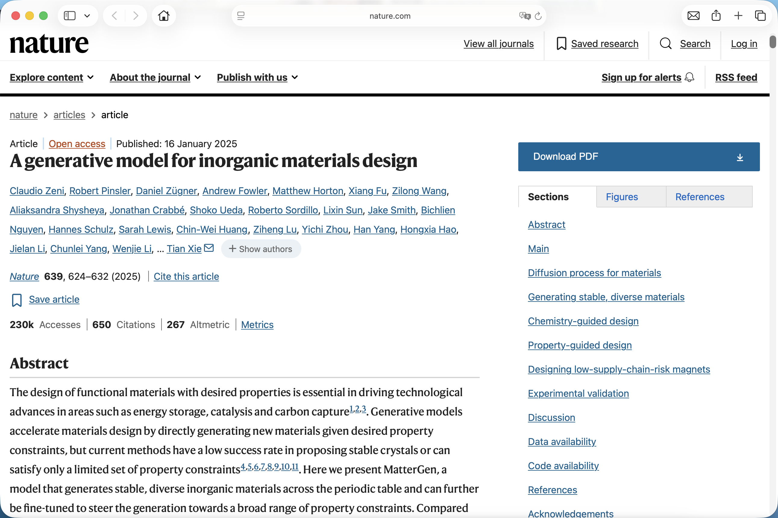 Nature: A generative model for inorganic materials design